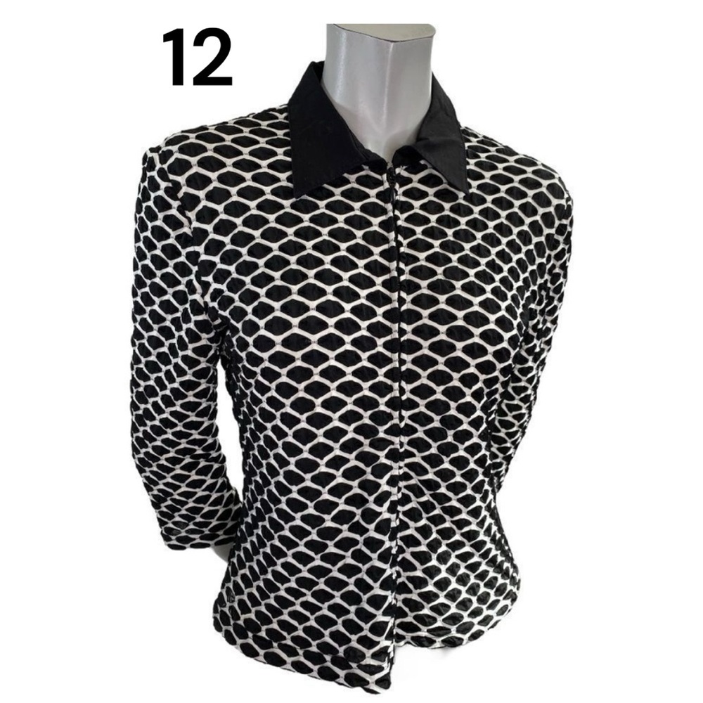 RIBKOFF TRENDS 🇨🇦 Crop Jacket *Size 12 Black & White Honeycomb Textured Petite